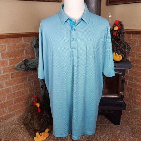 Callaway Opti Dry Teal and White Check Polo Size XXL Lady Bird Johnson GC Logo - Picture 2 of 8